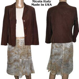 Nicola 2 Pc Skirt Suit Set Safari Print Sz 14